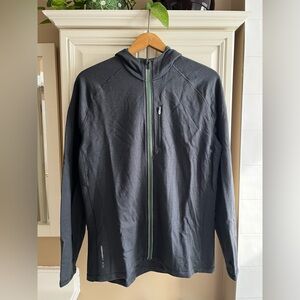 Icebreaker Merino Wool Hoodie Full Zip Jacket Dark Grey Men XL